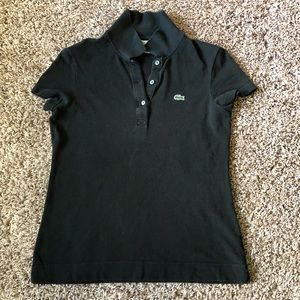 Women’s black Lacoste polo